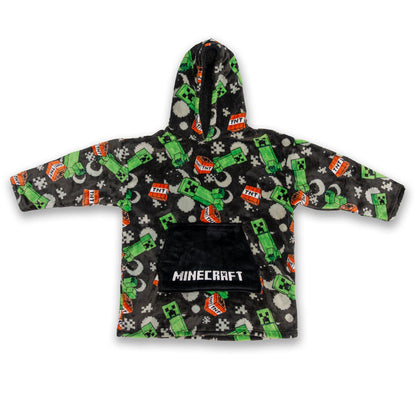 Hoodie odeja z rokavi za otroke Minecraft, črno-zelena | Shopacita