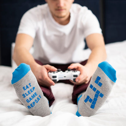 SOXO Gamerske moške nogavice za darilo, Eat Sleep Game Repeat, 40-45 | Shopacita