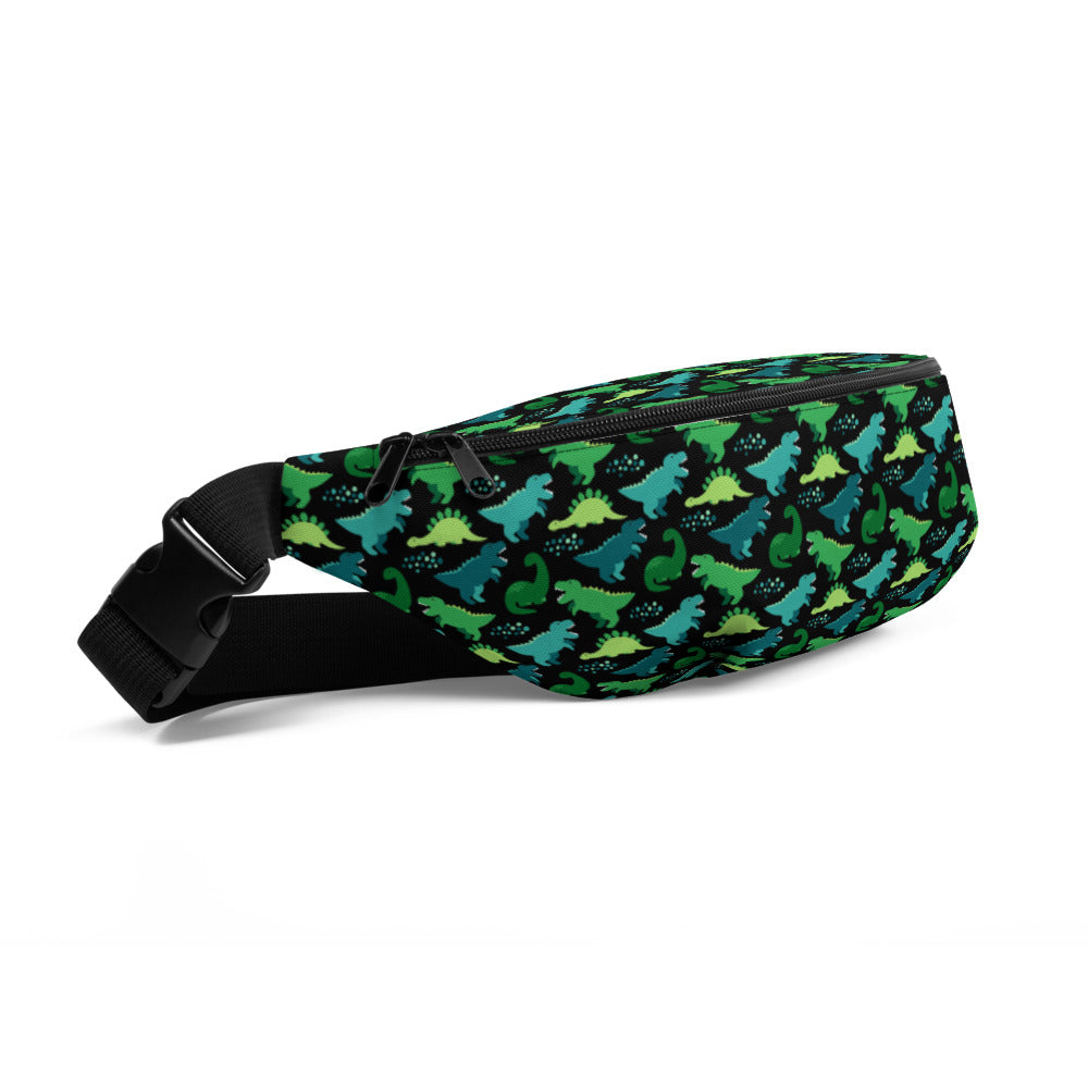 Adventurous Fanny Pack - Green Dino | Kids | S-M | green, black | Polyester | Shopacita | Side