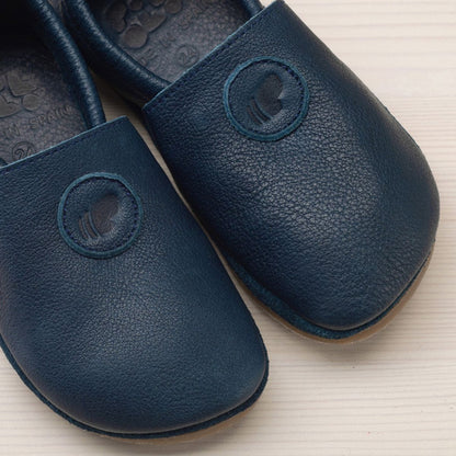 Kinder Leder Barfuß / Barfußslipper Blau, EU 19-33