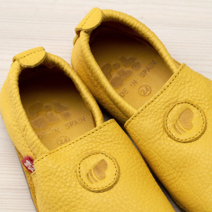 Kinder Leder Barfuß / Barfußslipper Gelb, EU 19-33