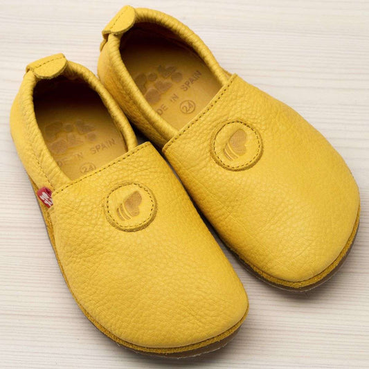 Otroški usnjeni bosonogi/barefoot copati Rumeni, EU 19-33 | Shopacita